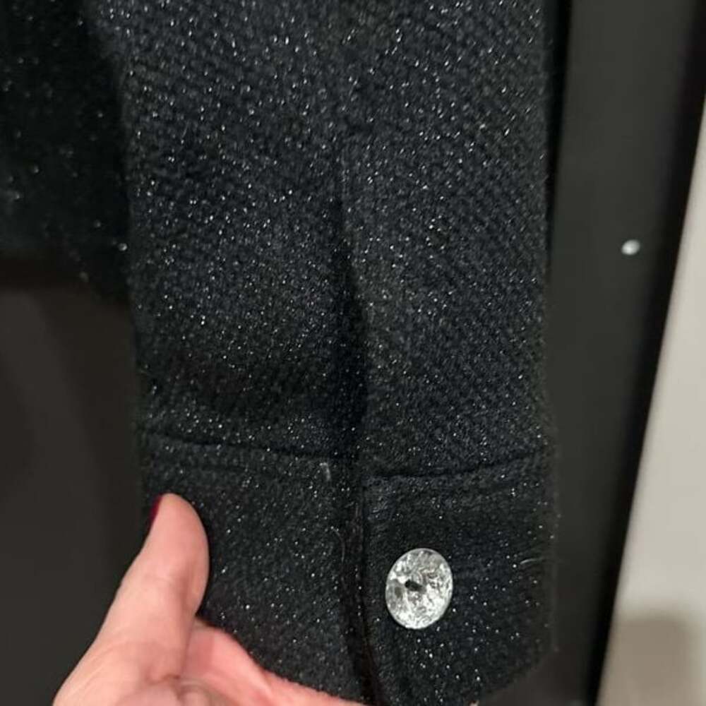 Chico's Black Button Front Collared Lightweight Jacket - Picture 5 of 7